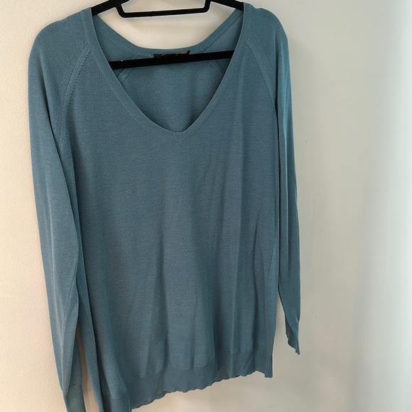 Loro Piana sky blue v neck sweater